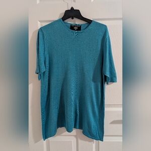 Nina Charles for Kasper A.S.L. 100% Spun Silk Knit Top - Bright Turquoise - 2X